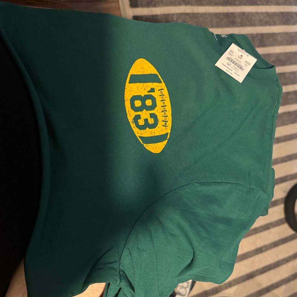 J. Crew Teal Shirt with Mustard Graphic